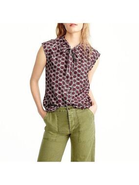 J. Crew Retro Chainlink Tie Neck Top
